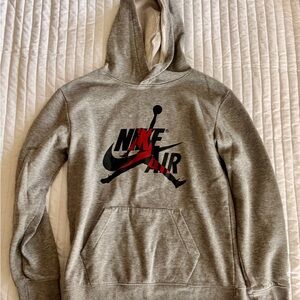 Big Boys Jordan Gray Hoodie with Black and Red Logo, size L (12-13 yrs old)
